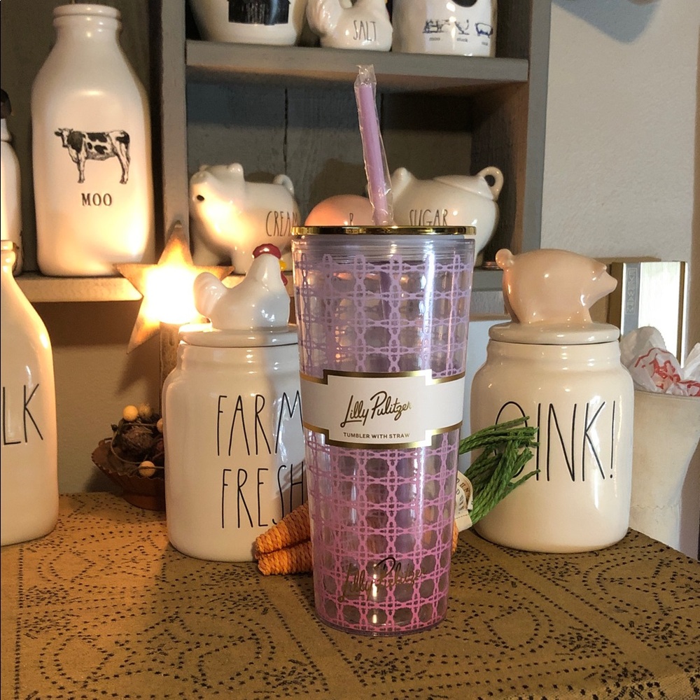 Lilly Pulitzer Tumbler with Straw Purple Gradient Caned